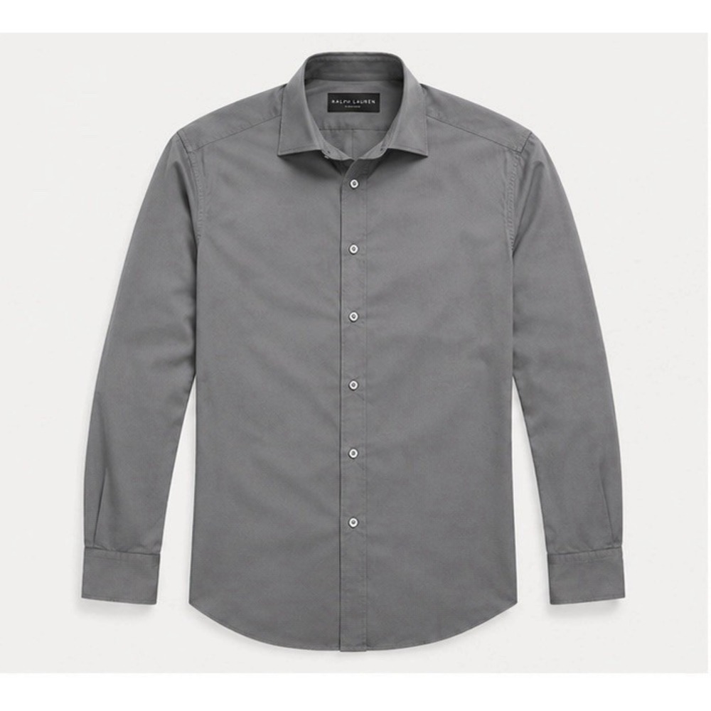 Ralph Lauren Black Label Shirt Mens 16.5 Gray Designer Barrel Cuff Made In Italy